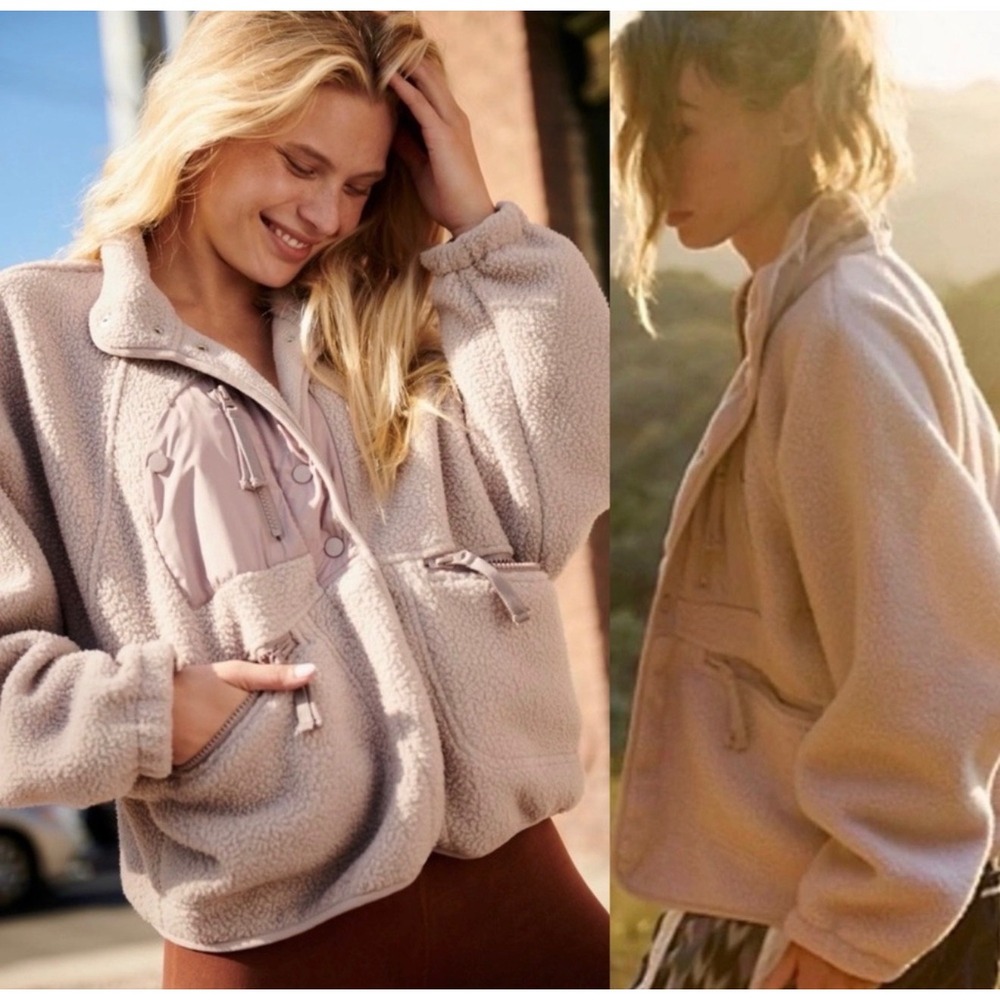 Free People Movement Hit The Slopes Jacket Womens Small Pink Fleece